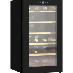 Rootz vinkøleskab - Vinkøler - Drikkevarekøler - Hurtigkøling - UV-beskyttelse - Nem rengøring - 43 cm x 45 cm x 75 cm - Stål og hærdet glas