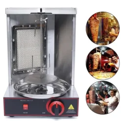 Grill-Ovne & Ovn Med Roterende Stegespyd>Rotisserigrill 360° - Gasgrill - Infrarød LPG-brænder - 2000 W - 220 V 50 Hz - 0–300 °C Trinløs Temperatur - Rustfrit Stål - Max 10 kg