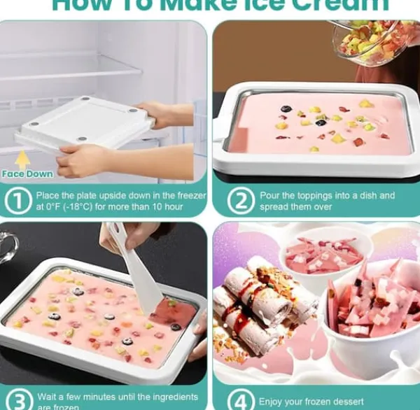 Rulleismaskine, fødevaregodkendt rustfrit stål, hjemmelavet is, hjemmelavede DIY smoothies, frosne yoghurtruller, velegnet til familieaktiviteter Online