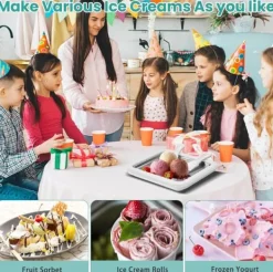 Rulleismaskine, fødevaregodkendt rustfrit stål, hjemmelavet is, hjemmelavede DIY smoothies, frosne yoghurtruller, velegnet til familieaktiviteter Online