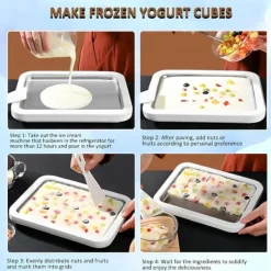 Rulleismaskine, fødevaregodkendt rustfrit stål, hjemmelavet is, hjemmelavede DIY smoothies, frosne yoghurtruller, velegnet til familieaktiviteter Online