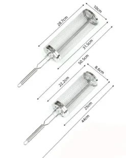 Rullende grillkurv, grillkurv i rustfrit stål med aftageligt håndtag - sæt med 2, perfekt til camping og have Hot