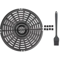 Fritøse>Rund nonstick fritureplade med silikonebørste og ærme - 22 cm / 8,7 tommer