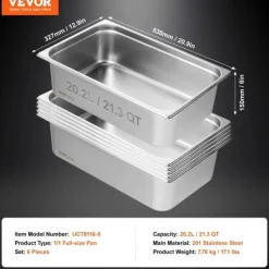 Tilbehør Til Madservering>Rustfrit Buffet Chafing Dishes i rustfrit stål, 6 stk. kapacitetsmuligheder, dyb design, holdbart materiale,6 stk 6 tommer