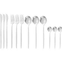 Rustfrit stål bestiksæt - 12 dele sølvservicesæt til hjemmet og restauranten Outlet