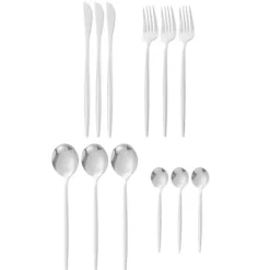 Rustfrit stål bestiksæt - 12 dele sølvservicesæt til hjemmet og restauranten Outlet