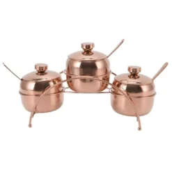 Rustfrit Stål Krydderisæt Salt og Peber Sukkerkrukke med Låg og Ske Køkkenkrydderiflasker med Opbevaringsstativ Rosaguld Discount