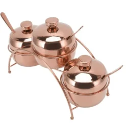 Rustfrit Stål Krydderisæt Salt og Peber Sukkerkrukke med Låg og Ske Køkkenkrydderiflasker med Opbevaringsstativ Rosaguld Discount