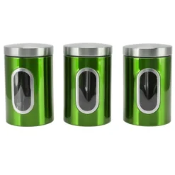 Rustfrit stål madopbevaringskrukker Sæt - Grøn, 3 stk Best
