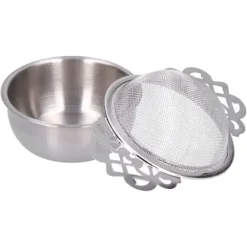 Tefiltre>Rustfrit Stål Tesi Løse Blade Te Infuser Filter Dobbelt Øre Køkken GadgetSølv