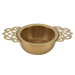 Rustfrit Stål Tesi med Drypskål Dobbelte Håndtag Genanvendelige Finmaskede Tefiltre til Løse Blade Urte Køkken Guld Discount