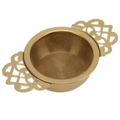 Rustfrit Stål Tesi med Drypskål Dobbelte Håndtag Genanvendelige Finmaskede Tefiltre til Løse Blade Urte Køkken Guld Discount