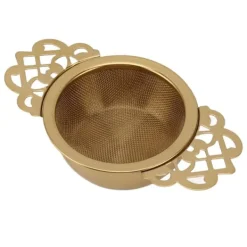 Rustfrit Stål Tesi med Drypskål Dobbelte Håndtag Genanvendelige Finmaskede Tefiltre til Løse Blade Urte Køkken Guld Discount