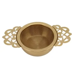 Rustfrit Stål Tesi med Drypskål Dobbelte Håndtag Genanvendelige Finmaskede Tefiltre til Løse Blade Urte Køkken Guld Discount