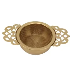 Rustfrit Stål Tesi med Drypskål Dobbelte Håndtag Genanvendelige Finmaskede Tefiltre til Løse Blade Urte Køkken Guld Discount