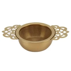 Rustfrit Stål Tesi med Drypskål Dobbelte Håndtag Genanvendelige Finmaskede Tefiltre til Løse Blade Urte Køkken Guld Discount