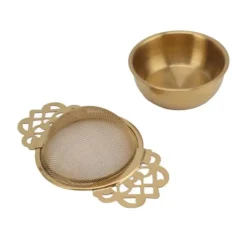 Rustfrit Stål Tesi med Drypskål Dobbelte Håndtag Genanvendelige Finmaskede Tefiltre til Løse Blade Urte Køkken Guld Discount