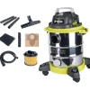 Ryobi - 1250 W våd- og tørstøvsuger - 20 L rustfri ståltank - 20,5 kPa støvsuger - Med filter, forlænger, dyse - RVC-1220I-G Clearance