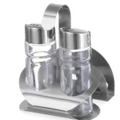 Salt og peber krydderisæt med servietholder i rustfrit stål - Hendi 465318 Online