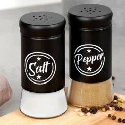 Salt- og pebersæt, 2-delt, saltkar + peberbøser, sort, VILDE 229129 Sale