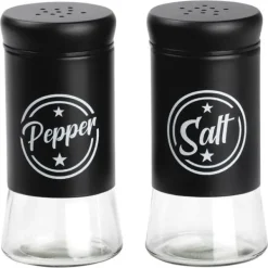 Salt- og pebersæt, 2-delt, saltkar + peberbøser, sort, VILDE 229129 Sale