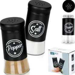 Salt- og pebersæt, 2-delt, saltkar + peberbøser, sort, VILDE 229129 Sale