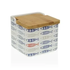 Salt- & Peberstrøere>Saltbøsse med låg Versa Fisk 12,2 x 11,5 x 12,2 cm Keramik
