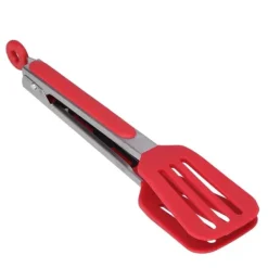 Sammenfoldelig Silikone Rustfrit Stål Bøftang - BBQ Køkkentang (12 Tommer, Rød) Outlet