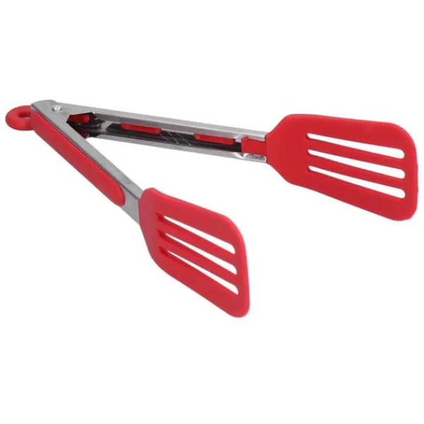 Sammenfoldelig Silikone Rustfrit Stål Bøftang - BBQ Køkkentang (12 Tommer, Rød) Outlet