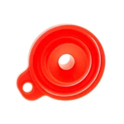 Tragte>Sammenklappelig rød silikonetragt - universel, holdbar, nem at opbevare