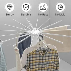 Sammenklappeligt tørrestativ med 16 stænger – tre-trins design til camping, altan og soveværelse Outlet