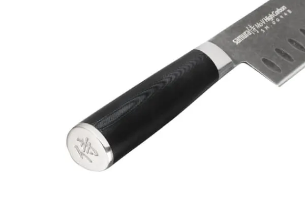 SAMURA MO-V 7" Stonewash Santoku Kniv - Hulslibet Japansk Stål Køkkenkniv til Præcisionsskæring og Kulinarisk Ekspertise Hot