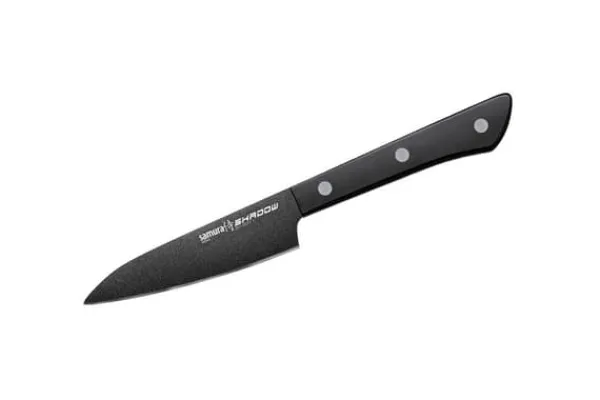 SAMURA Køkkenknive>Shadow køkkenkniv til begyndere, 3-delt knivsæt med 15 cm universalkniv, 9 cm grøntsagskniv og 21 cm kokkekniv. Fremstillet af ægte japansk stå | CDON