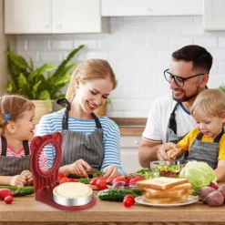 Sandwichmaskine, uden skorpe, rund lomme, sandwichskærer og -lukker, børnesandwichskærer, morgenmads- og madkasse, rød Outlet