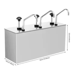 Saucekander>Sauce Dispenser, Rustfrit Stål, 3 Pumpehoveder,Sølv