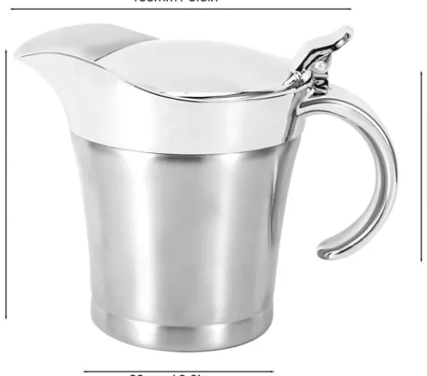 Saucekander>Sauceskål med låg, 750 ml dobbeltvægget sauceskål, dobbeltvægget isoleret sauceskål i rustfrit stål, gryde med låg til saucer, flødesaucer, salatvogn | CDON