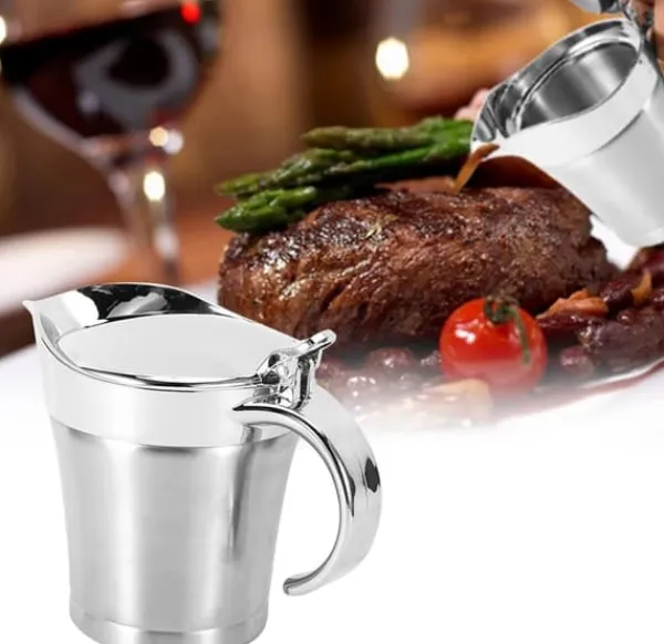 Saucekander>Sauceskål med låg, 750 ml dobbeltvægget sauceskål, dobbeltvægget isoleret sauceskål i rustfrit stål, gryde med låg til saucer, flødesaucer, salatvogn | CDON