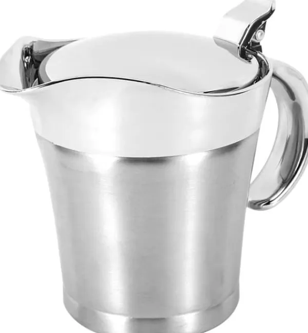 Saucekander>Sauceskål med låg, 750 ml dobbeltvægget sauceskål, dobbeltvægget isoleret sauceskål i rustfrit stål, gryde med låg til saucer, flødesaucer, salatvogn | CDON