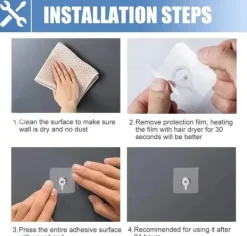 Selvklæbende kroge 10-pak - Transparent Hot