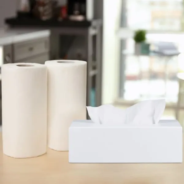 Papirlommetørklæder>Servietboks, 7.5x24x12 cm, Hvid