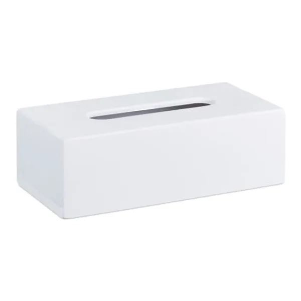 Papirlommetørklæder>Servietboks, 7.5x24x12 cm, Hvid