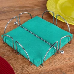 Servietholder i stål med trykknap 18x18 cm Discount