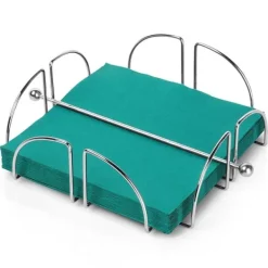 Servietholder, stål sølv servietstander, lommetørklædeholder med tryk Discount