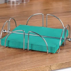 Servietholder, stål sølv servietstander, lommetørklædeholder med tryk Discount