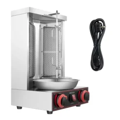 Shawarma grill - Vertikal gas-rotisseri - 3000 W - 2 brændere - 12 kg kapacitet - Rustfrit stål - Til 3–5 personer - Sort Best