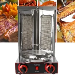 Shawarma grill - Vertikal gas-rotisseri - 3000 W - 2 brændere - 12 kg kapacitet - Rustfrit stål - Til 3–5 personer - Sort Best