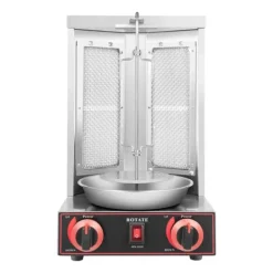 Grill-Ovne & Ovn Med Roterende Stegespyd>Shawarma Maskine, Vertikal Rotisserie, 2 Brændere,sort