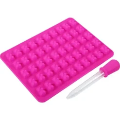 Silikone chokoladebjørneform - 50 hulrum, gør-det-selv-bakke, slikfremstillingsform, rosenrød Hot