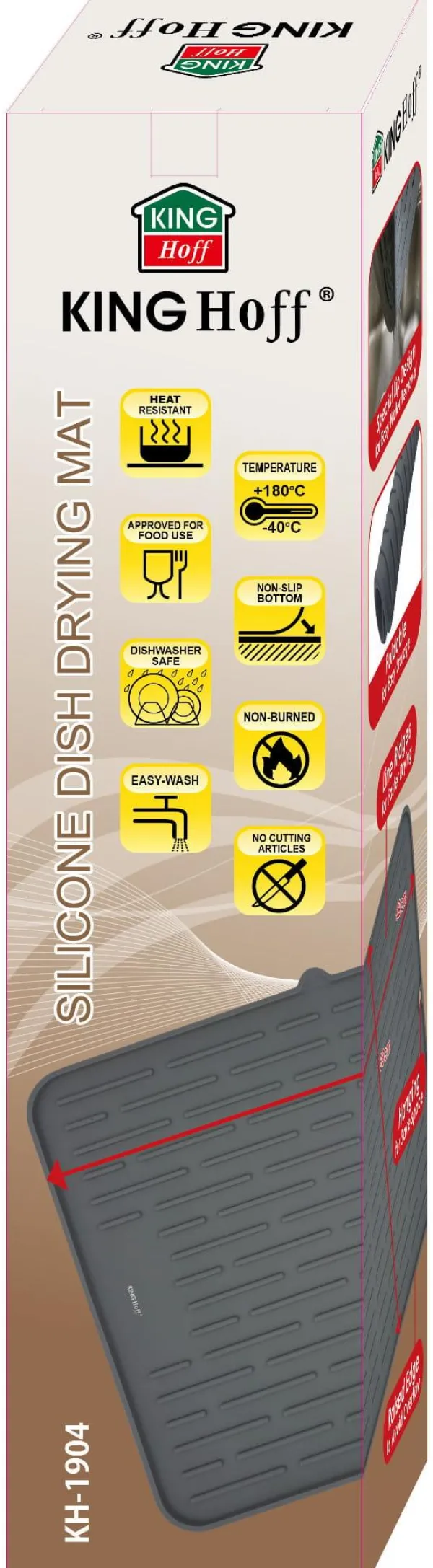 Silikone fad tørremåtte 42x33cm grå KINGHOFF KH-1904 Discount