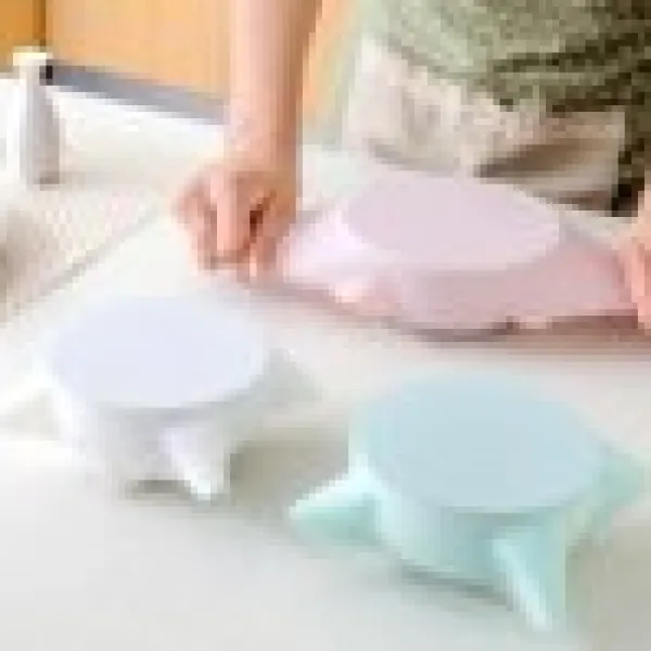 Skålelåg>silikone låg i stedet for plastfolie, opbevaring køkken mad fryser